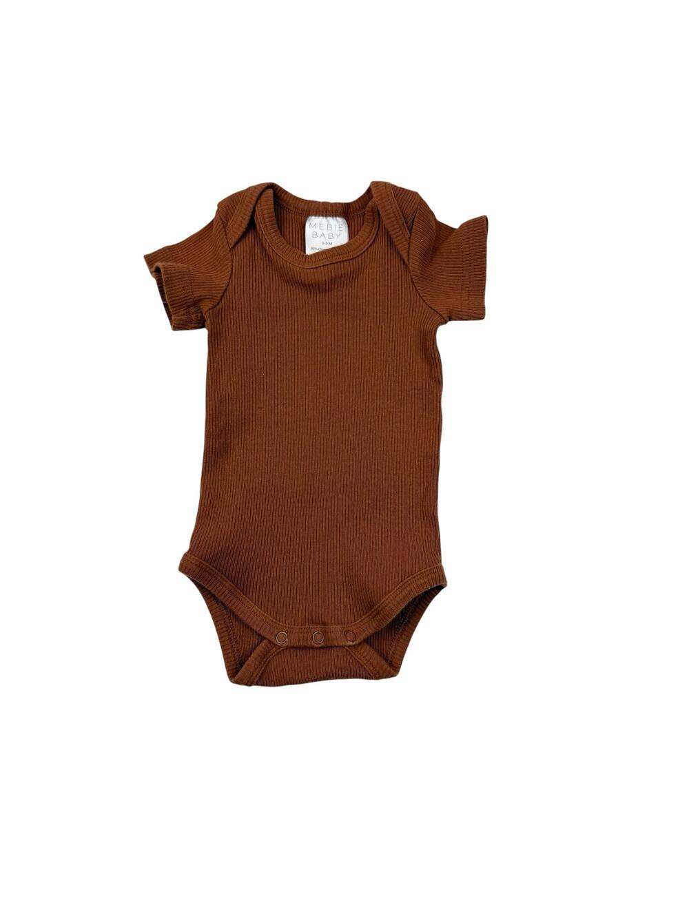 Mebie Baby Organic Neutral Ribbed Bodysuit, 0/3m